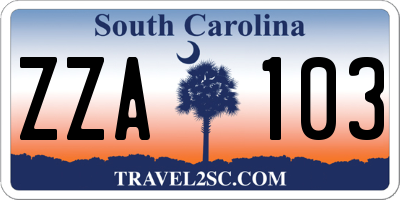 SC license plate ZZA103