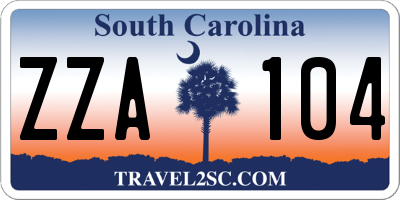 SC license plate ZZA104