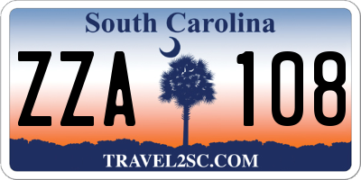 SC license plate ZZA108