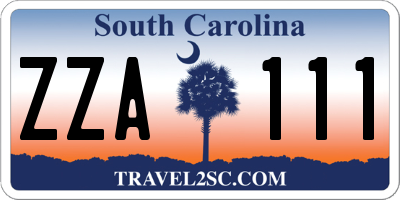 SC license plate ZZA111