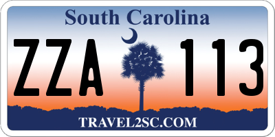 SC license plate ZZA113