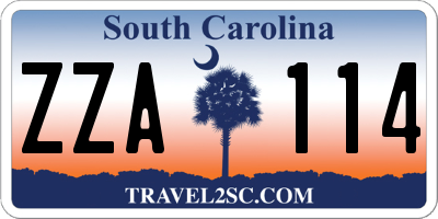 SC license plate ZZA114