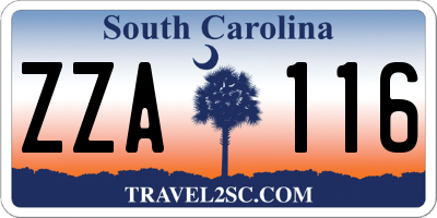 SC license plate ZZA116