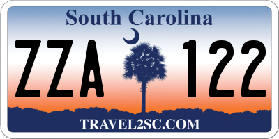 SC license plate ZZA122