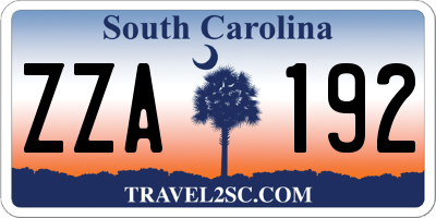 SC license plate ZZA192