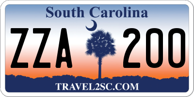 SC license plate ZZA200