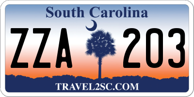 SC license plate ZZA203