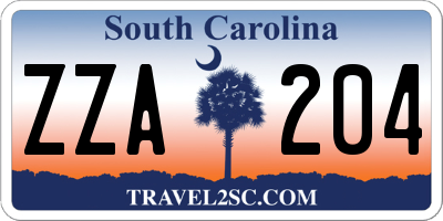 SC license plate ZZA204