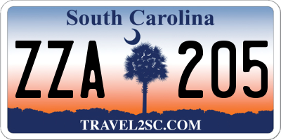 SC license plate ZZA205