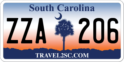 SC license plate ZZA206