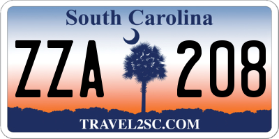 SC license plate ZZA208