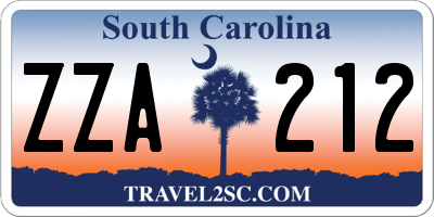 SC license plate ZZA212