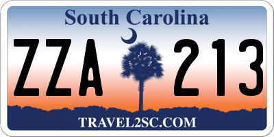 SC license plate ZZA213