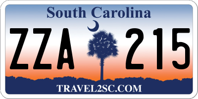 SC license plate ZZA215