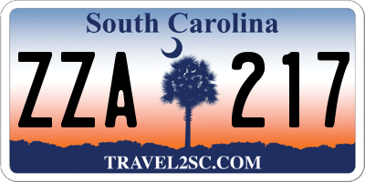 SC license plate ZZA217