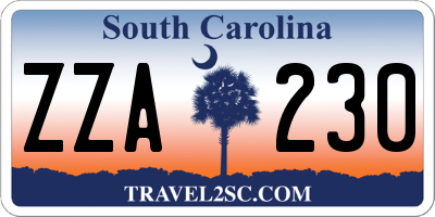 SC license plate ZZA230