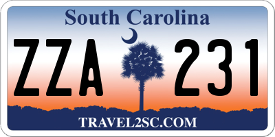 SC license plate ZZA231