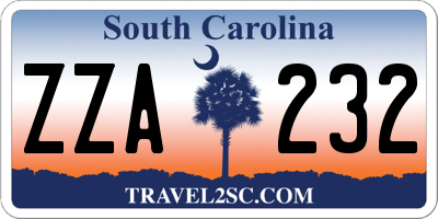 SC license plate ZZA232