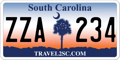 SC license plate ZZA234