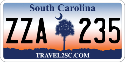SC license plate ZZA235