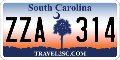 SC license plate ZZA314