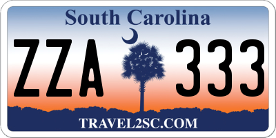 SC license plate ZZA333