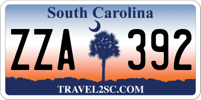 SC license plate ZZA392