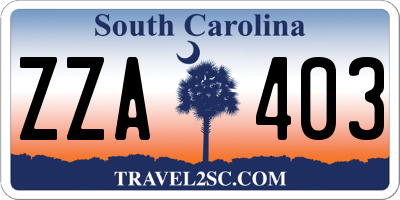 SC license plate ZZA403