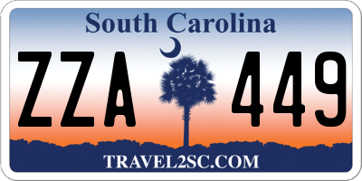 SC license plate ZZA449