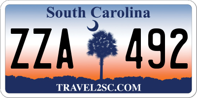 SC license plate ZZA492