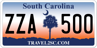 SC license plate ZZA500