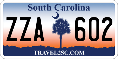 SC license plate ZZA602