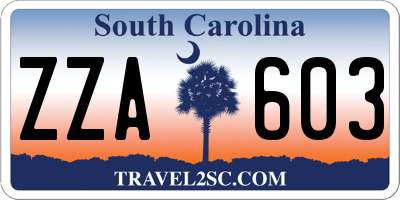 SC license plate ZZA603