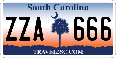 SC license plate ZZA666