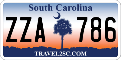 SC license plate ZZA786