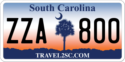 SC license plate ZZA800