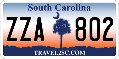 SC license plate ZZA802