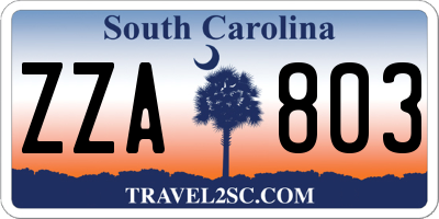 SC license plate ZZA803