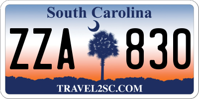 SC license plate ZZA830