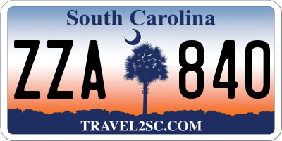 SC license plate ZZA840