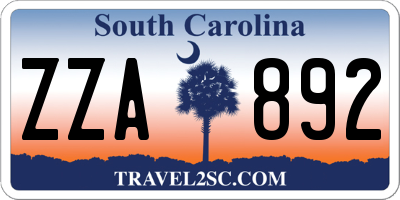 SC license plate ZZA892