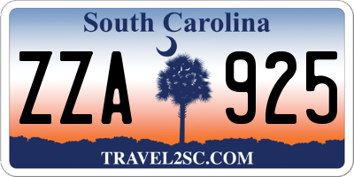 SC license plate ZZA925