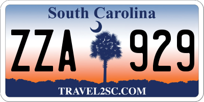 SC license plate ZZA929