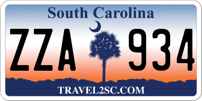 SC license plate ZZA934