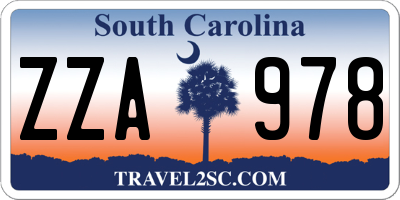 SC license plate ZZA978