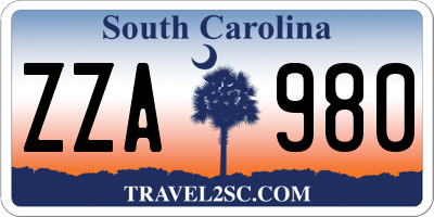 SC license plate ZZA980