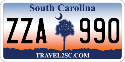 SC license plate ZZA990