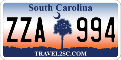 SC license plate ZZA994