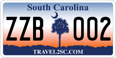 SC license plate ZZB002