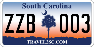 SC license plate ZZB003